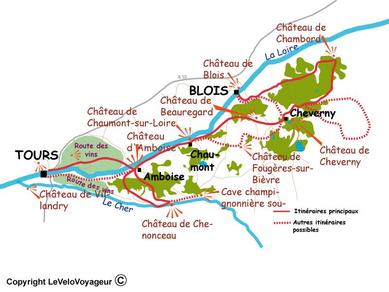 distance from tours to blois