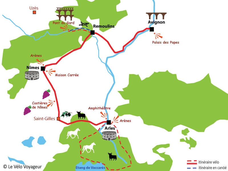 Plan de parcours en vélo en provence